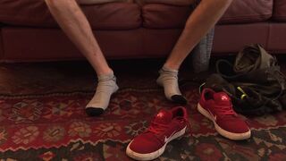 Inhibited legal age teenager undresses off his clothing at casting and begins jerking his cock until this chab squirts