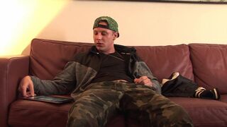 Inhibited legal age teenager undresses off his clothing at casting and begins jerking his cock until this chab squirts - 3 image