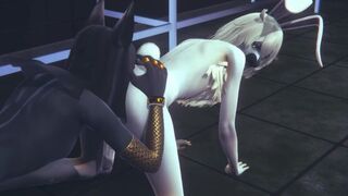 Anubis the Dog and Mew the cat hard sex with a bunny in a threesome - 1 image