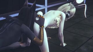 Anubis the Dog and Mew the cat hard sex with a bunny in a threesome