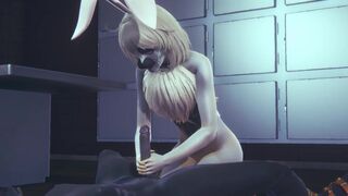 Anubis the Dog and Mew the cat hard sex with a bunny in a threesome