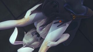 Anubis the Dog and Mew the cat hard sex with a bunny in a threesome