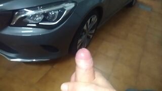 Horny Guy Fucks the Door of a Mercedes Benz and the Cum Slowly Slides down the Big Fat Cock - 6 image