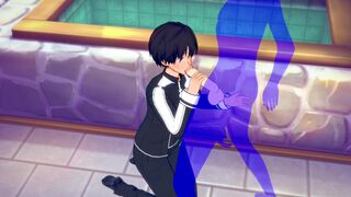 Sword Art Online Yaoi - Kirito Blowjob with cumshot in his mouth - Japanese Asian manga anime game porn gay - 12 image