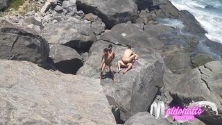 Amateurs having sex on a public beach. Outdoor gay sex in Rio de Janeiro Brazil. - 12 image