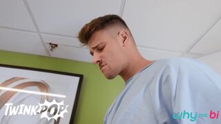 TWINKPOP - Malik Delgaty Gets His Testicle Pain Treated By A Double Blowjob With Nurses Trevor Brooks & Mimi Malibu - 3 image