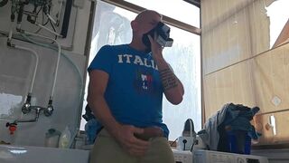 Old Mature Hung Big Cock Repairman Is Fixing the Washmachine for a Horny Couple