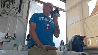 Old Mature Hung Big Cock Repairman Is Fixing the Washmachine for a Horny Couple