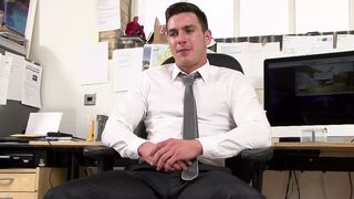 Tired from work in the office and ready to stroke a cock to