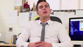 Tired from work in the office and ready to stroke a cock to - 14 image