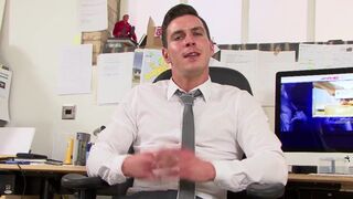 Tired from work in the office and ready to stroke a cock to - 15 image