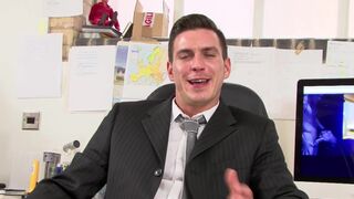 Tired from work in the office and ready to stroke a cock to - 4 image