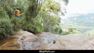 Colombian Twinks takes raw pounding by waterfall in wild bareback sex