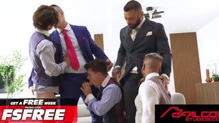 Derek Kage, Grant Ducati, Seth Peterson & Drew Valentino get down and dirty in a wild, upside-down cumfest