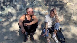 Fit guy on app catches guy he saw on app & bangs him hard on fire escape