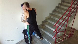 Fit guy on app catches guy he saw on app & bangs him hard on fire escape