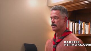 Reece Scott and Cole Blue take turns fucking scout's tight ass in hot uniform taboo action