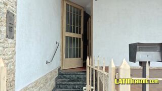 Camilo Caba & Blu Twink take it in the ass in public for the first time and swallow every inch of it