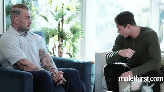 Jayden Marcos & Davin Strong dominate a twink with their massive cocks - 1 image