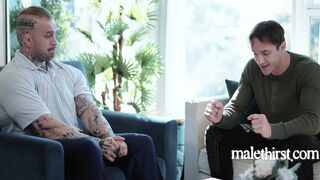 Jayden Marcos & Davin Strong dominate a twink with their massive cocks