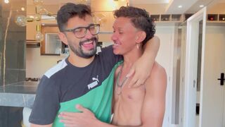 Marcos Goiano's tight body takes a rough bareback pounding from Heverton 25 Cm's uncut cock