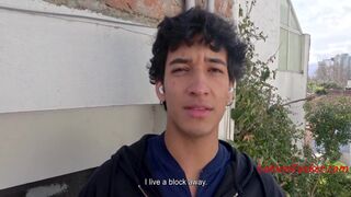 Camilo Caba & Talex Madriz take turns pounding their first-time Latina twink with rough sex and deepthroating