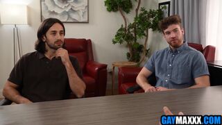 Carter Collins, Ripped Vincent & Noah Asli tag team their way into wild office threesome with rimming and bareback action