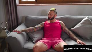 Luciano's ultimate property pitch: Raging Stallion goes wild on Drew Valentino's bed for a wild bareback ride