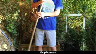 Tyler and Ollie take turns getting their tight assholes stretched on boat trip