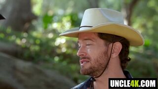 Texas Twink and Johnny Donovan get wild in a wild bareback threesome with big ass, petite ass, and doggystyle action