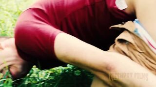 James Oakleigh & his friend dominate tattooed dude with a threesome in the woods - 5 image