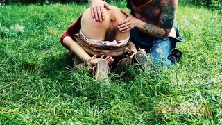 James Oakleigh & his friend dominate tattooed dude with a threesome in the woods - 6 image