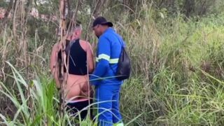 Luccas Melo and The Hunter's bareback anal action on the wall - fetish porn