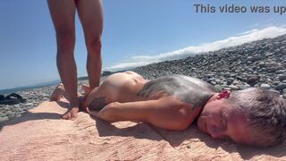 Kit Belove takes Falcon Al's massive cock in her oily ass on the beach & gets a raw and hard pounding