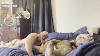 Tattooed Jason Collins takes Cubby Maximus bareback in a wild romp