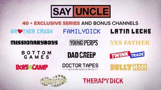 Oliver Trunk & his buddies take turns on his huge rod in steamy threesome with bareback action!