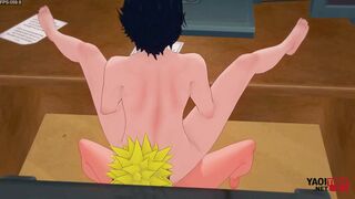 Naruto and Sasuke get their cosplay on in the Hokage office - Asian Japanese anime game with a hot twist!