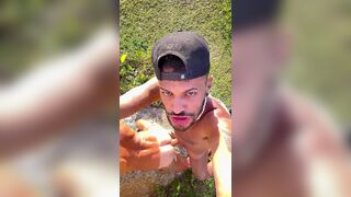 Watch Thales Botelho's perfect ass get worshiped in the woods by O Brasileirinho's massive cock