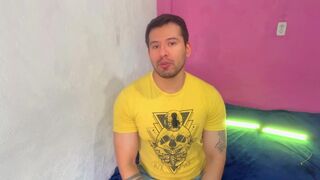 Watch as a well-endowed jackal seduces car salesmen with his 19.5 inch monster cock!