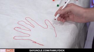 Stepdaddy nails his stepson's tight ass in a wild threesome with muscle and bareback action