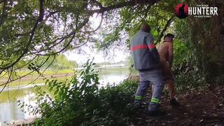 Char Avila strips & fucks The Hunter in public in her underwear