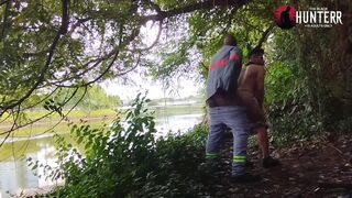 Char Avila strips & fucks The Hunter in public in her underwear