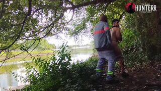 Char Avila strips & fucks The Hunter in public in her underwear