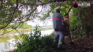 Char Avila strips & fucks The Hunter in public in her underwear