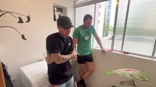 Euerickdiaz & his friend get frisky with a fat tattooed Brazilian pornstar in public - 1 image