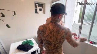 Euerickdiaz & his friend get frisky with a fat tattooed Brazilian pornstar in public