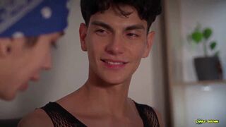 Watch skinny Asian boy lose virginity to fat dicked dude & watch him take multiple loads - 2 image