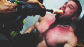 Drills & Barebacks mercilessly drill muscular boy on boy's ass and cock with toys