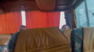 Kit Belove and Falcon Al get aroused on a public bus ride and suck and eat their own jizz - 3 image