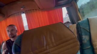 Kit Belove and Falcon Al get aroused on a public bus ride and suck and eat their own jizz - 5 image